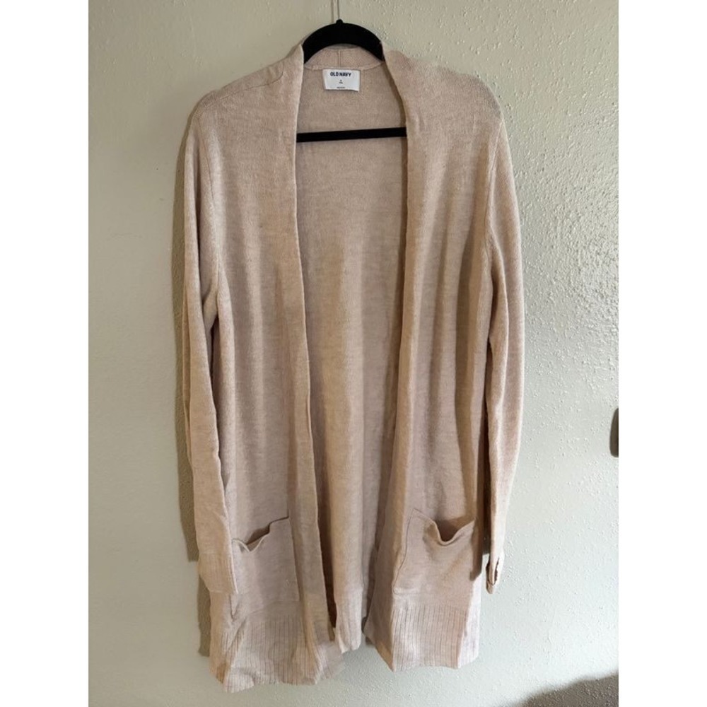 Old Navy Open Front Beige Lightweight Cardigan Knit Size XL Tall Fall Layering